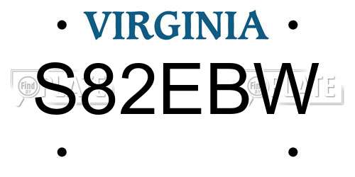 S82EBW Virginia License Plate