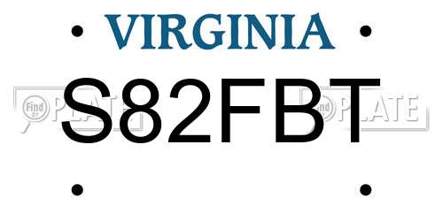 S82FBT Virginia License Plate
