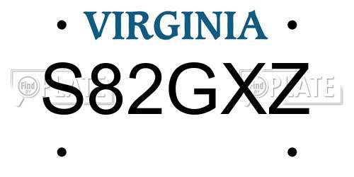 S82GXZ Virginia License Plate