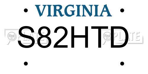 S82HTD Virginia License Plate