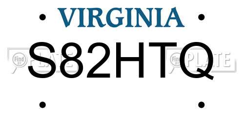 S82HTQ Virginia License Plate