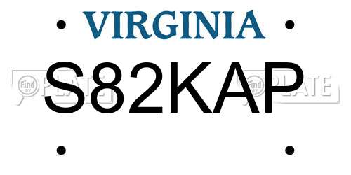 S82KAP Virginia License Plate