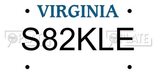 S82KLE Virginia License Plate