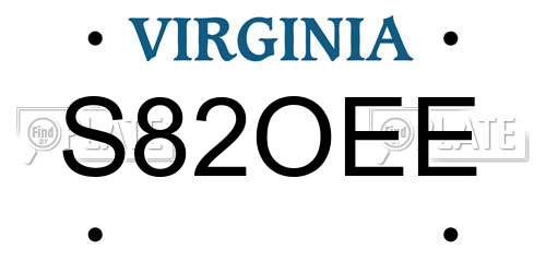 S82OEE Virginia License Plate