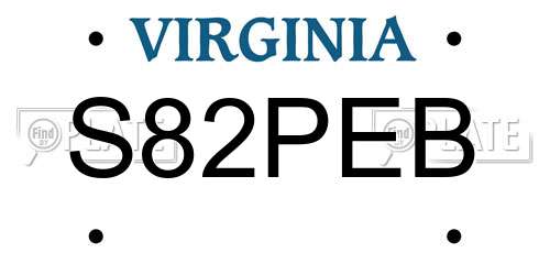 S82PEB Virginia License Plate