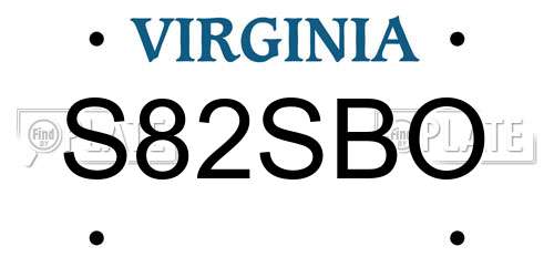 S82SBO Virginia License Plate