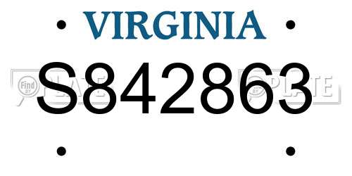 S842863 Virginia License Plate