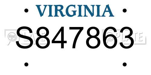 S847863 Virginia License Plate