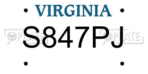 S847PJ Virginia License Plate