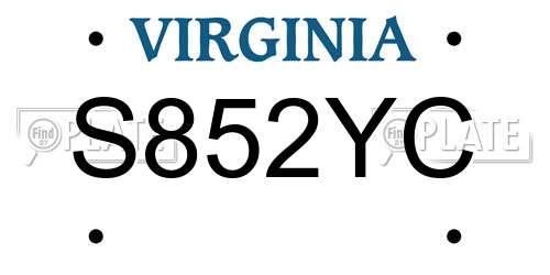 S852YC Virginia License Plate