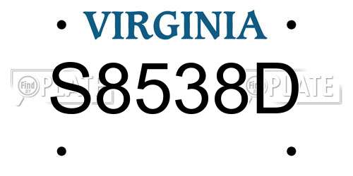 S8538D Virginia License Plate