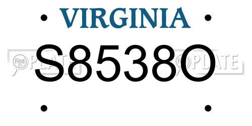 S8538O Virginia License Plate