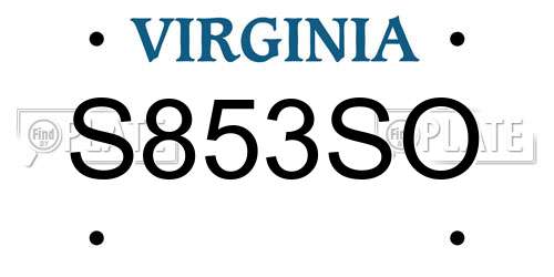 S853SO Virginia License Plate