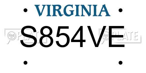 S854VE Virginia License Plate