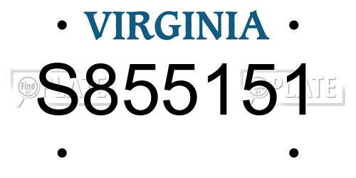 S855151 Virginia License Plate