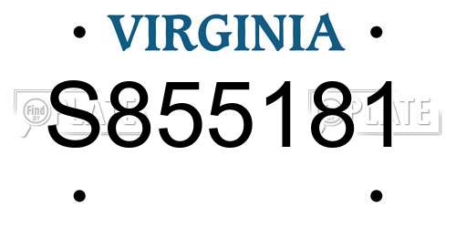 S855181 Virginia License Plate