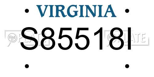 S85518I Virginia License Plate