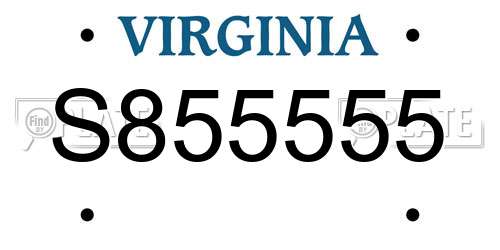 S855555 Virginia License Plate