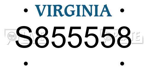 S855558 Virginia License Plate