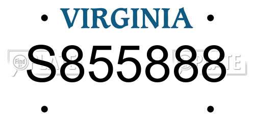 S855888 Virginia License Plate