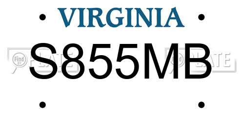 S855MB Virginia License Plate