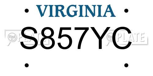 S857YC Virginia License Plate