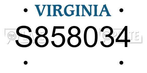 S858034 Virginia License Plate