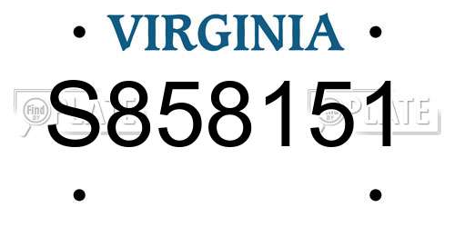 S858151 Virginia License Plate