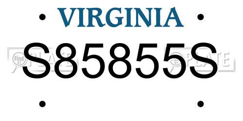 S85855S Virginia License Plate