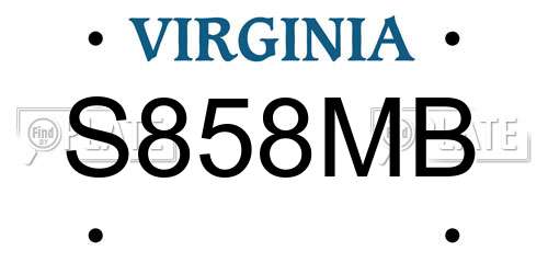 S858MB Virginia License Plate