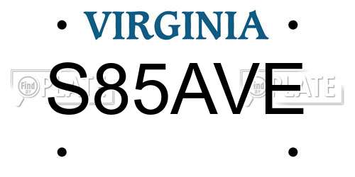 S85AVE Virginia License Plate