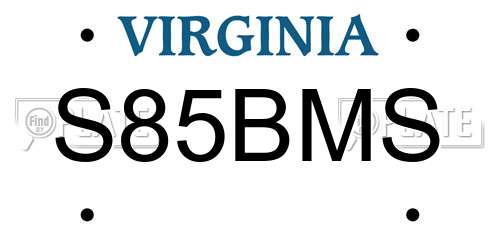 S85BMS Virginia License Plate