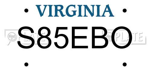 S85EBO Virginia License Plate