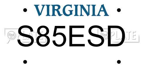S85ESD Virginia License Plate