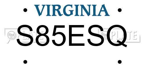 S85ESQ Virginia License Plate