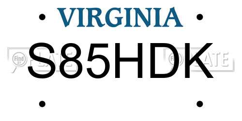 S85HDK Virginia License Plate