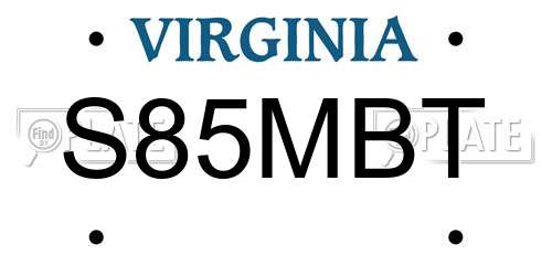 S85MBT Virginia License Plate