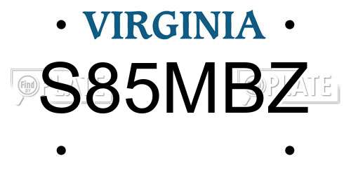 S85MBZ Virginia License Plate