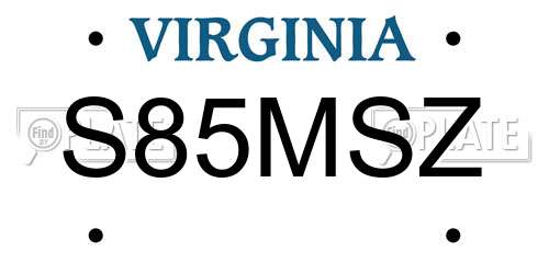 S85MSZ Virginia License Plate
