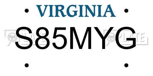 S85MYG Virginia License Plate