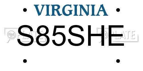 S85SHE Virginia License Plate