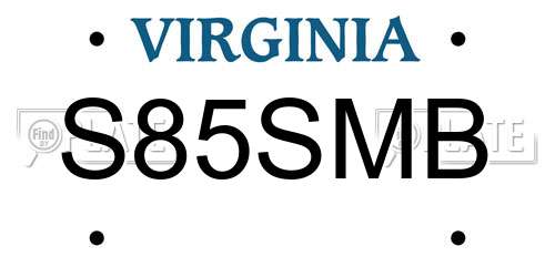 S85SMB Virginia License Plate