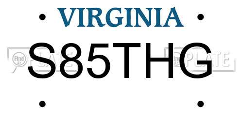 S85THG Virginia License Plate