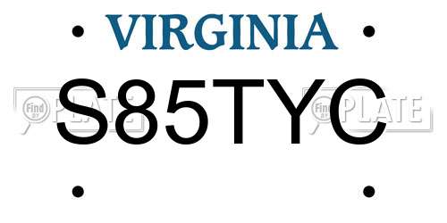 S85TYC Virginia License Plate