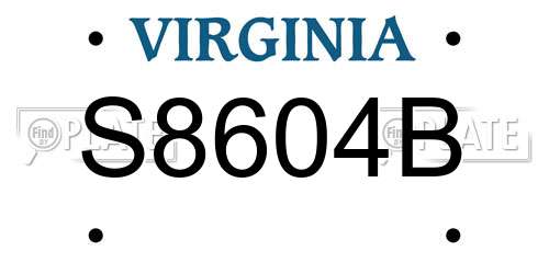 S8604B Virginia License Plate