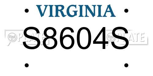 S8604S Virginia License Plate