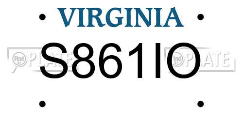 S861IO Virginia License Plate