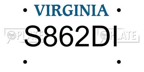 S862DI Virginia License Plate