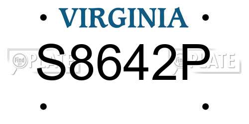 S8642P Virginia License Plate