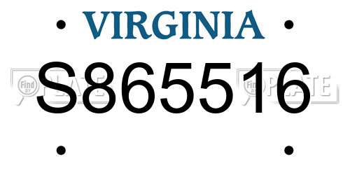 S865516 Virginia License Plate
